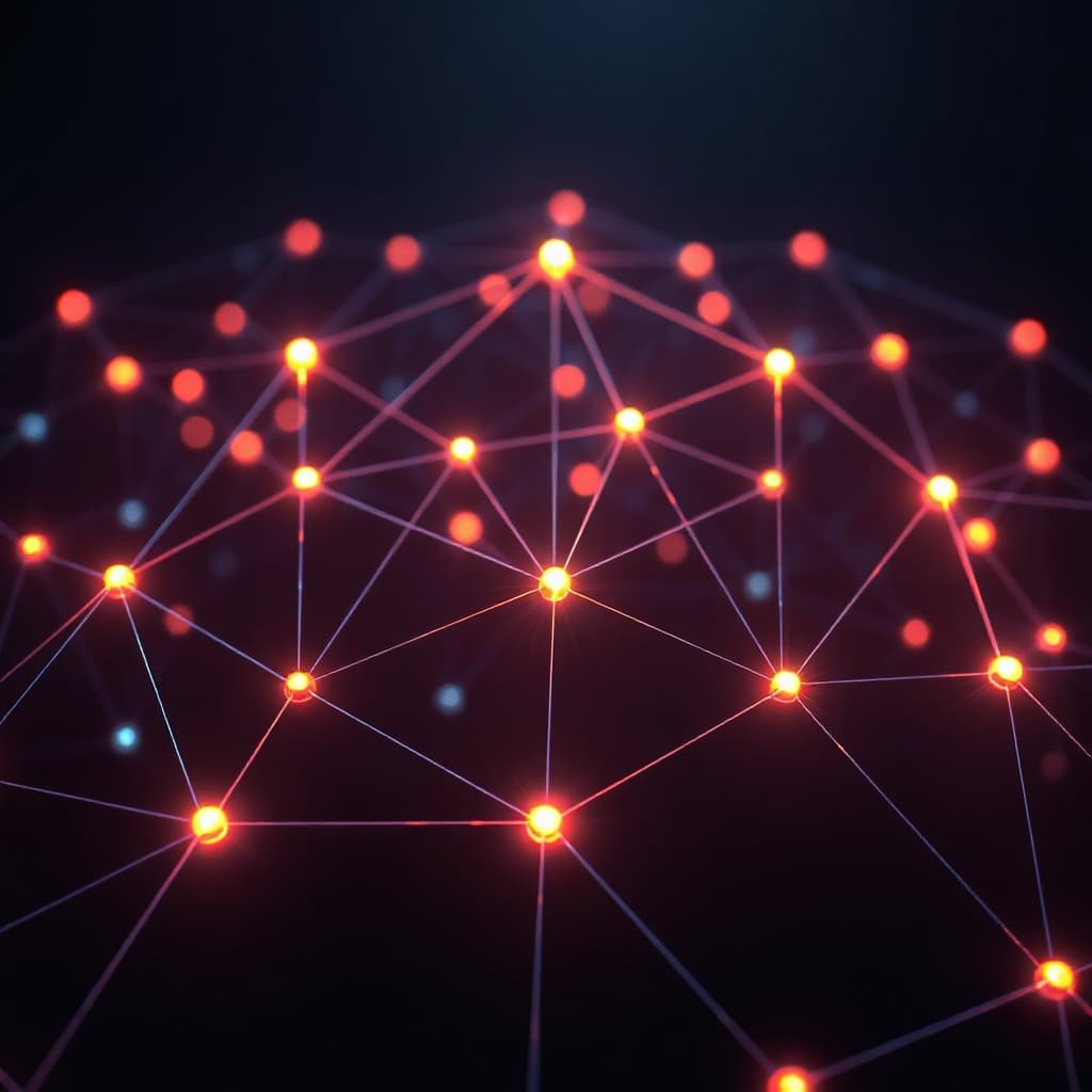 Abstract zero-trust architecture with interconnected glowing nodes